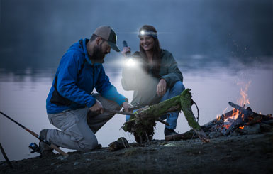 A couple at the campfire camping