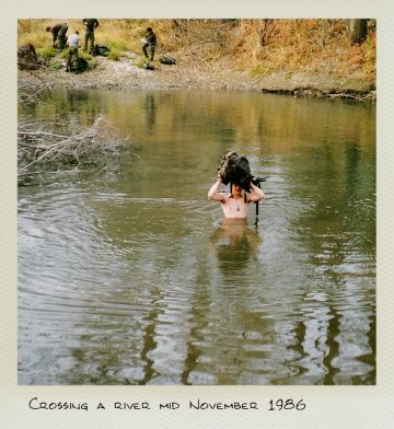 Crossing a river mid November 1986.