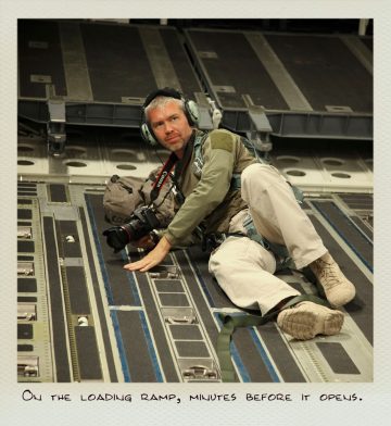 Tom (MILPICTURES) on the loading ramp of a C-17 Globemaster minutes before it opens.