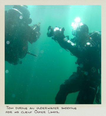 Tom (MILPICTURES) with a combat diver during an underwater video shoot.