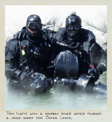 Tom (MILPICTURES) with a combat diver after finishing a video shoot.