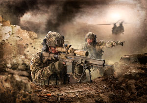 An international Special Operations Forces Scout Sniper Team fights the enemy with a G28 sniper rifle.