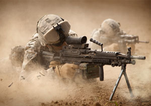 U.S. Army Rangers in a combat mission.